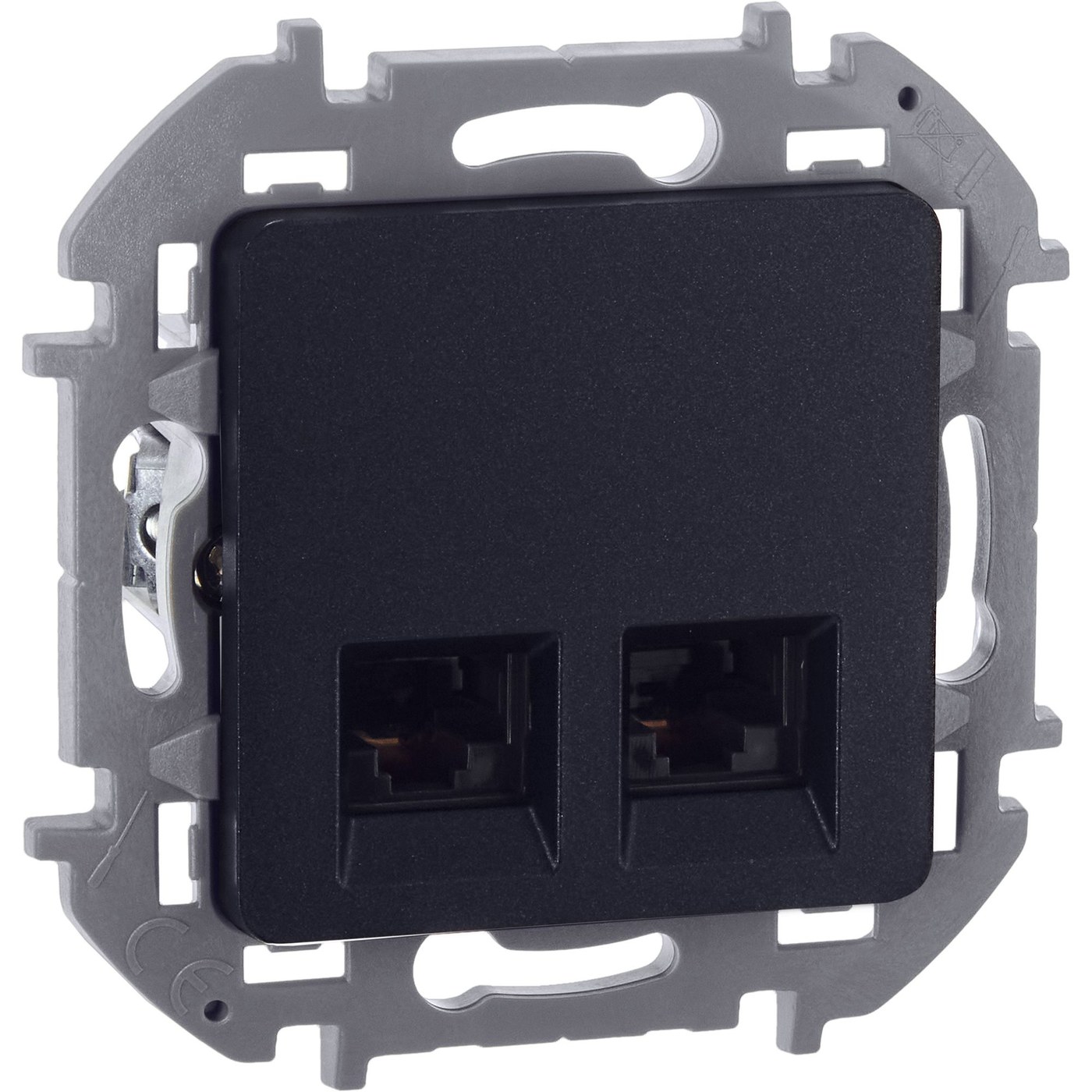 Inspiria розетка компьютерная двойная RJ45, 5e UTP, скрытой установки, антрацит (673838)