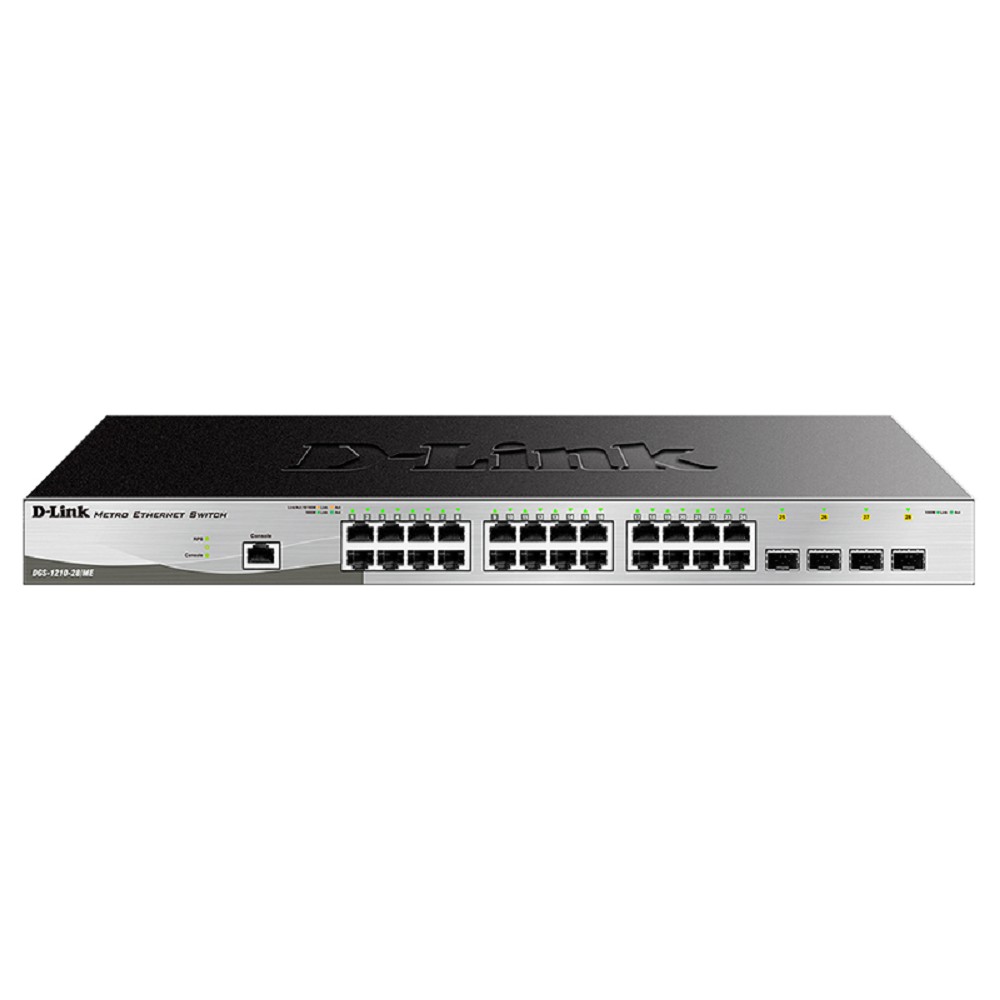 D-Link DGS-1210-28/ME/B2A Управляемый L2 коммутатор, 24x1000Base-T, 4x1000Base-X SFP, AC 220В/DC 12В(с возможностью мониторинга статуса питания коммутатора)