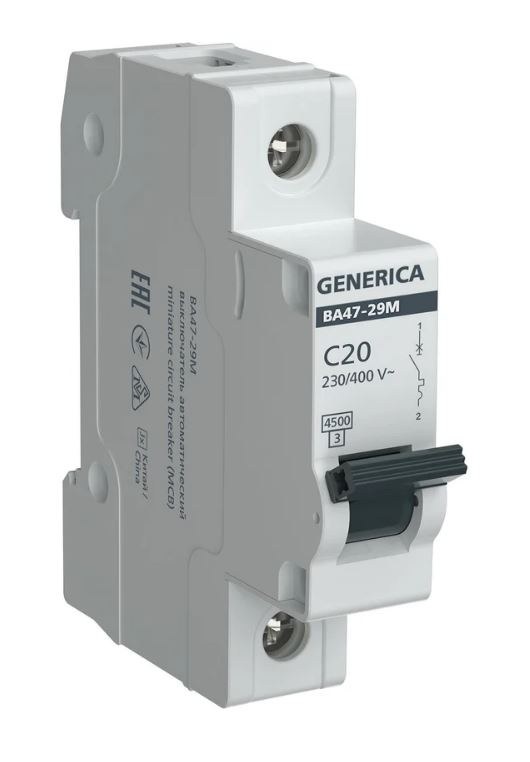 GENERICA ВА47-29М 1P C 20А 4,5кА (MVA21-1-020-C-G)