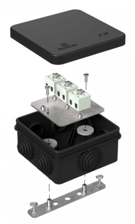 Коробка огнестойкая для о/п Е15-Е120 RAL9005 80х80х40 (40-0210-9005-FR1.5-6) (Промрукав)