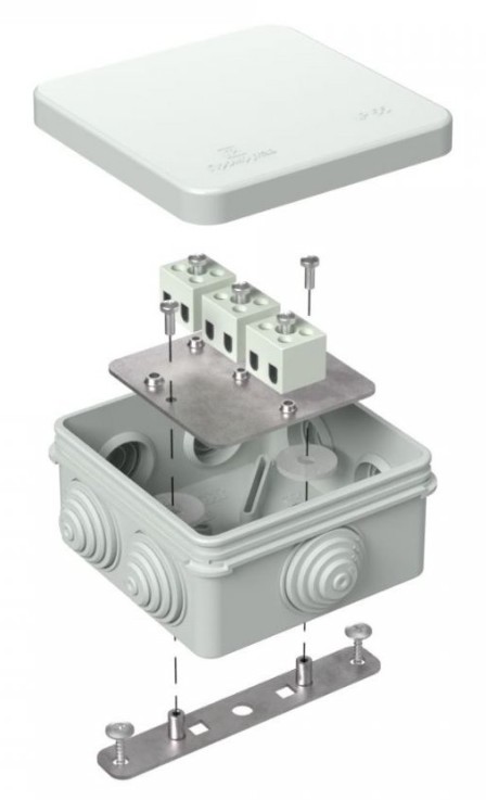 Коробка огнестойкая для о/п Е15-Е120 RAL7035 80х80х40 (40-0210-7035-FR2.5-6) (Промрукав)