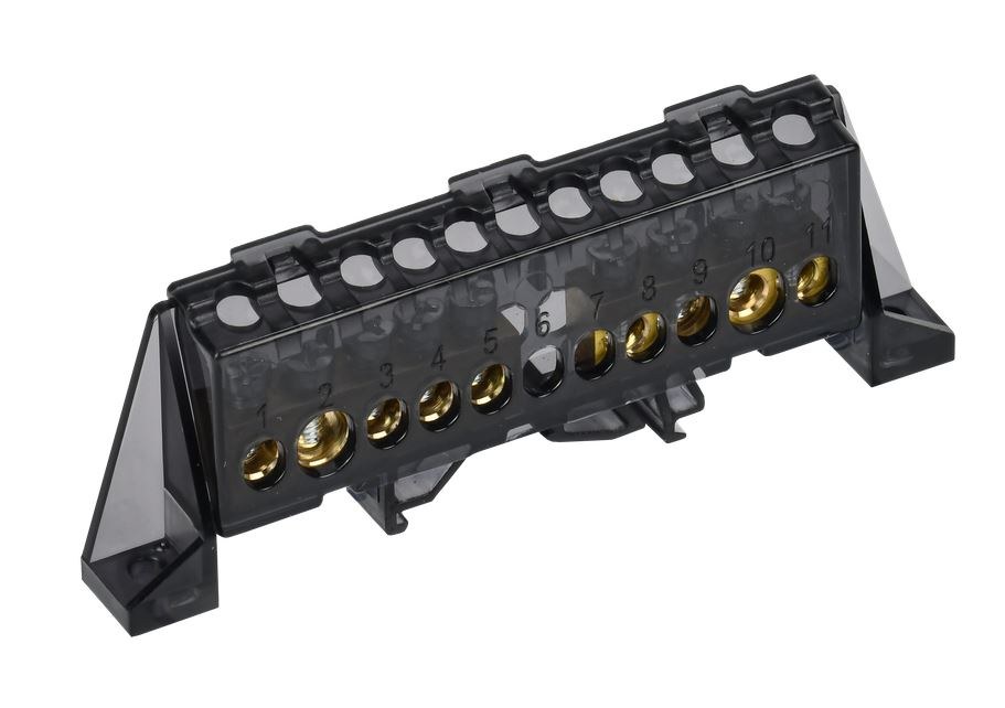 Шина N "ноль" в комбинированном DIN-изоляторе "Стойка" 8х12-(4+5)-Ч TEKFOR (TF-NN20-45-DP-K02)