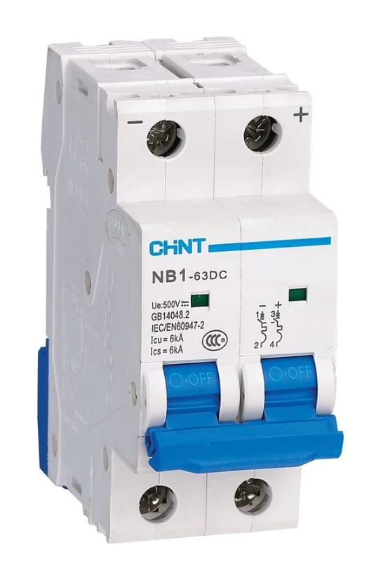 NB1-63DC 2P 50А 6кА х-ка C 500В DC (R) CHINT (182725)