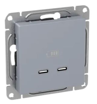 Механизм розетки USB-C - 2 шт, алюминий Эпика (UP1-SOA-2USBC)