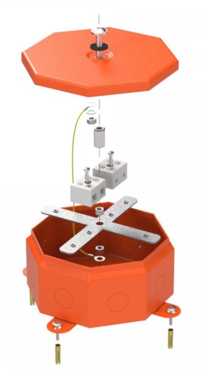 Коробка металлическая огнестойкая Октагон Е15-Е120 RAL2004 130х130х63 (70-0101-2004-FR10.0-4) (Промрукав)