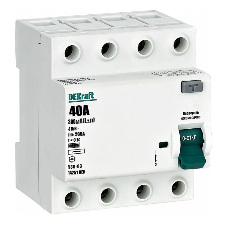 УЗО-03 ВДТ 4P 40А 300мА тип AC 6кА (14251DEK)