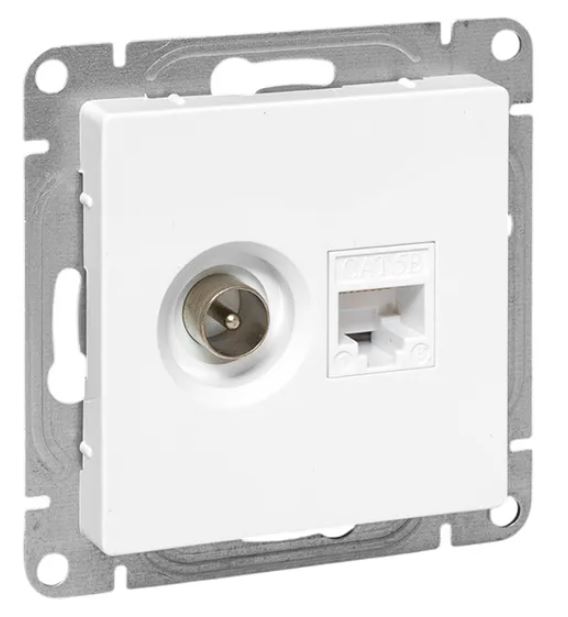 Механизм розетки TV+RJ45 (cat5), белый Эпика (UP1-SOW-TV+RJ)