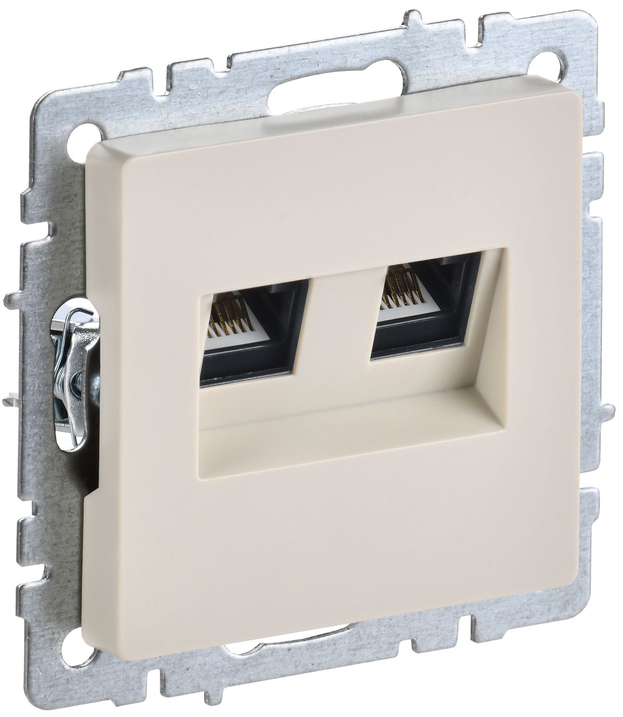 Розетка компьютерная двойная RJ45 BRITE кат.6 РК11-2-БрКр скрытой установки бежевый (BR-K20-2-K10)