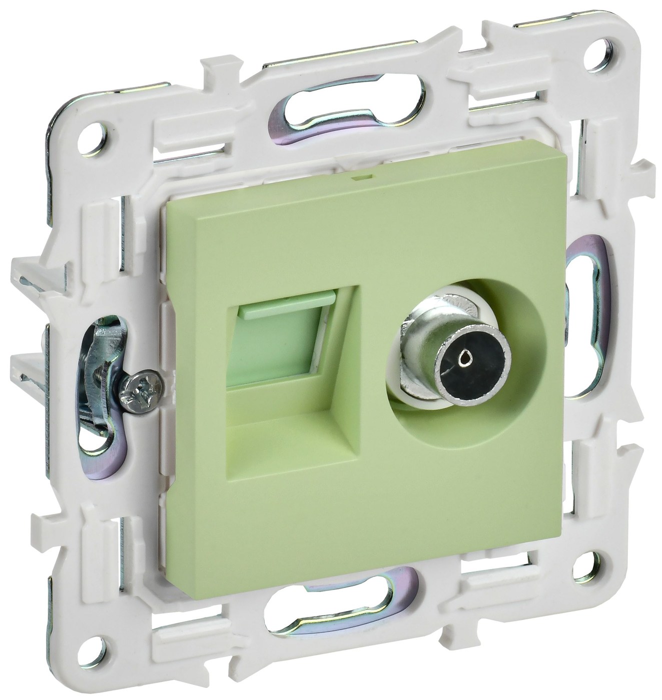 SKANDY Розетка двойная TV+RJ45 кат.6 SK-A15M скрытой установки мятный (SK-AK20-2-K06)