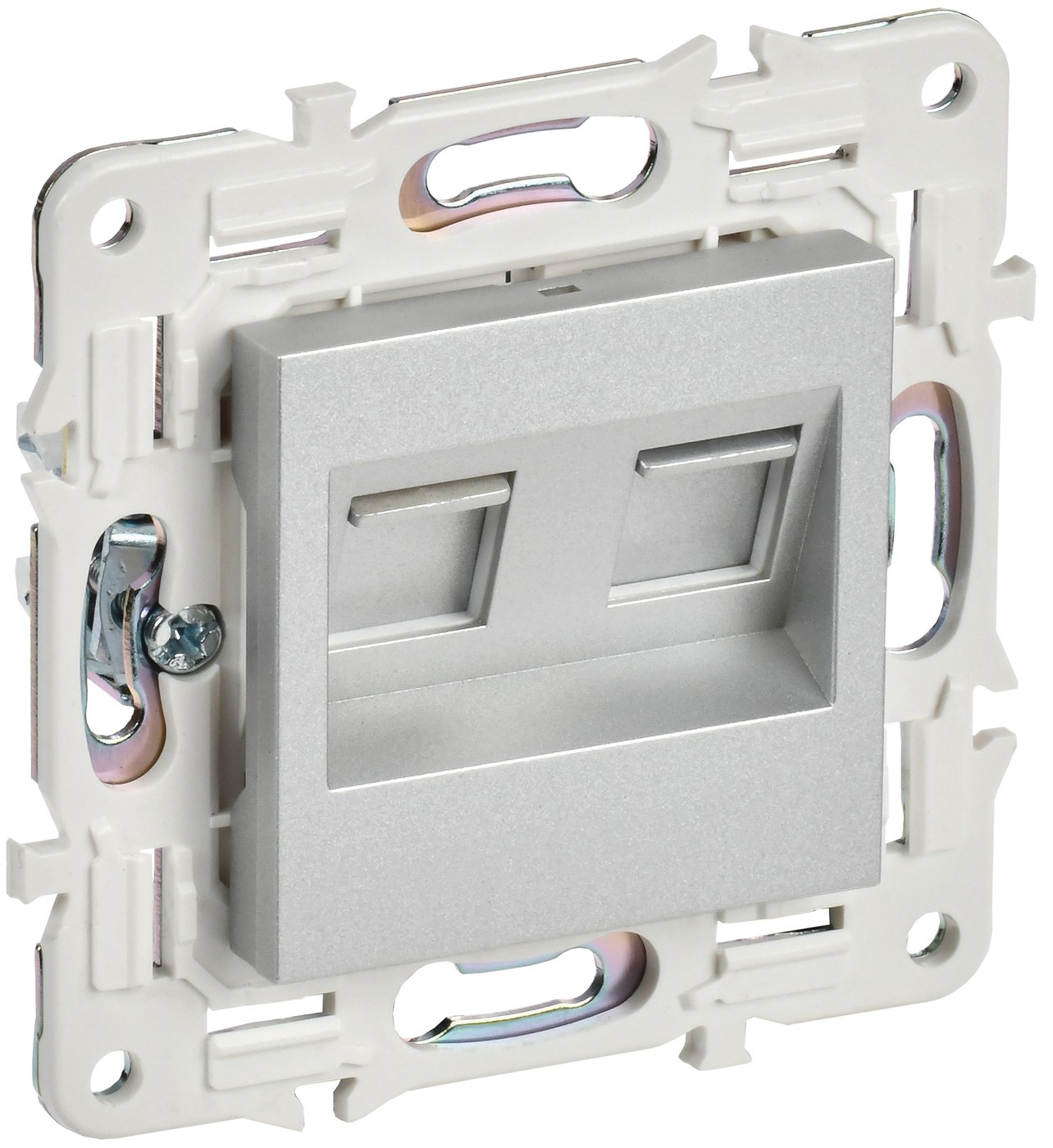 SKANDY Розетка компьютерная 2-местная RJ45 кат.6 SK-K04S скрытой установки серебряный (SK-K20-2-K23)