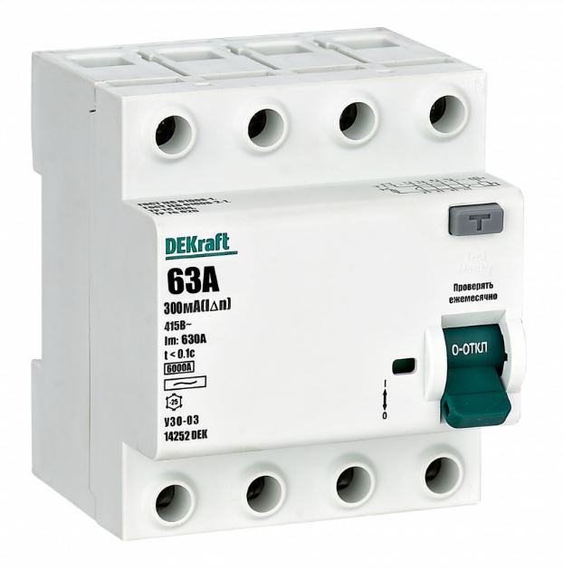 УЗО-03 ВДТ 4P 63А 300мА тип AC 6кА (14252DEK)