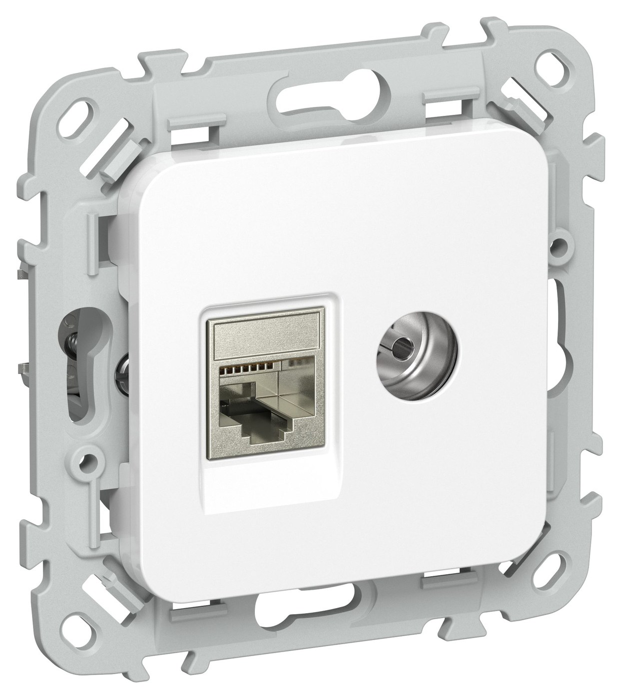 FLITE Розетка 2-местная RJ45/TV кат 6 STP РКТВ6-2-1-ФлБ скрытой установки белый (FI-AK21-2-K01)