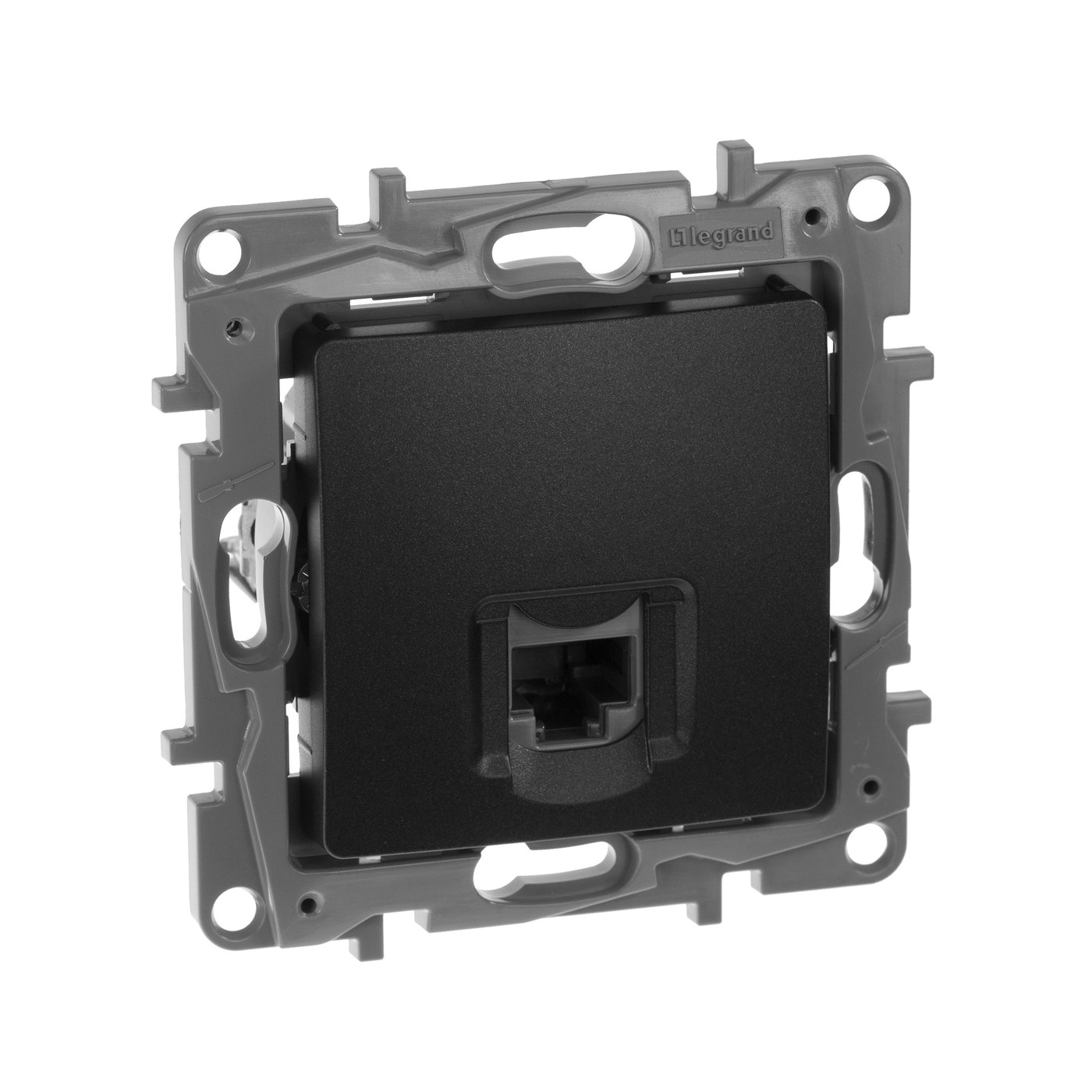 ETIKA розетка компьютерная RJ45, 5Е UTP, скрытой установки, антрацит (672641)