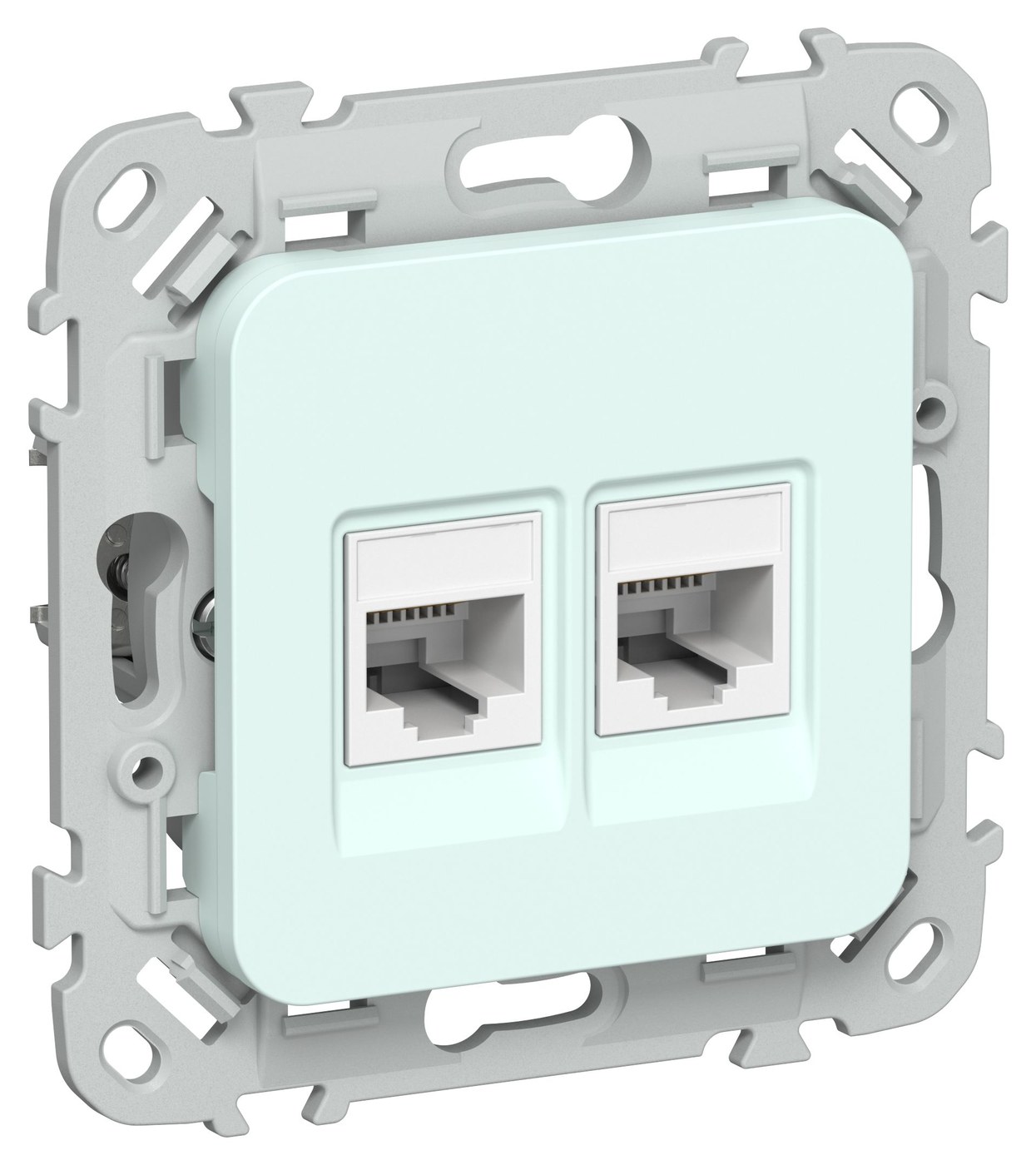 FLITE Розетка 2-местная компьютерная RJ45 кат 6 UTP РК6-2-0-ФлХЛ скрытой установки холодный лед (FI-K22-2-K94)