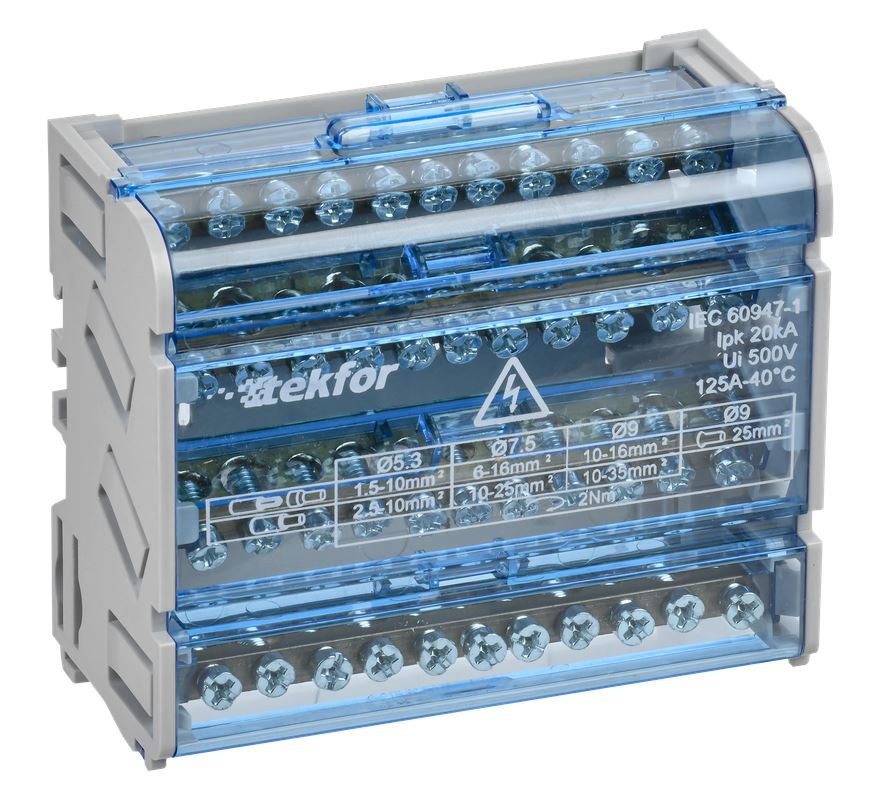 Шины на DIN-рейку (кросс-модуль) ШНК 4х11 3L+PEN TEKFOR (TF-DN10-4-11-125)