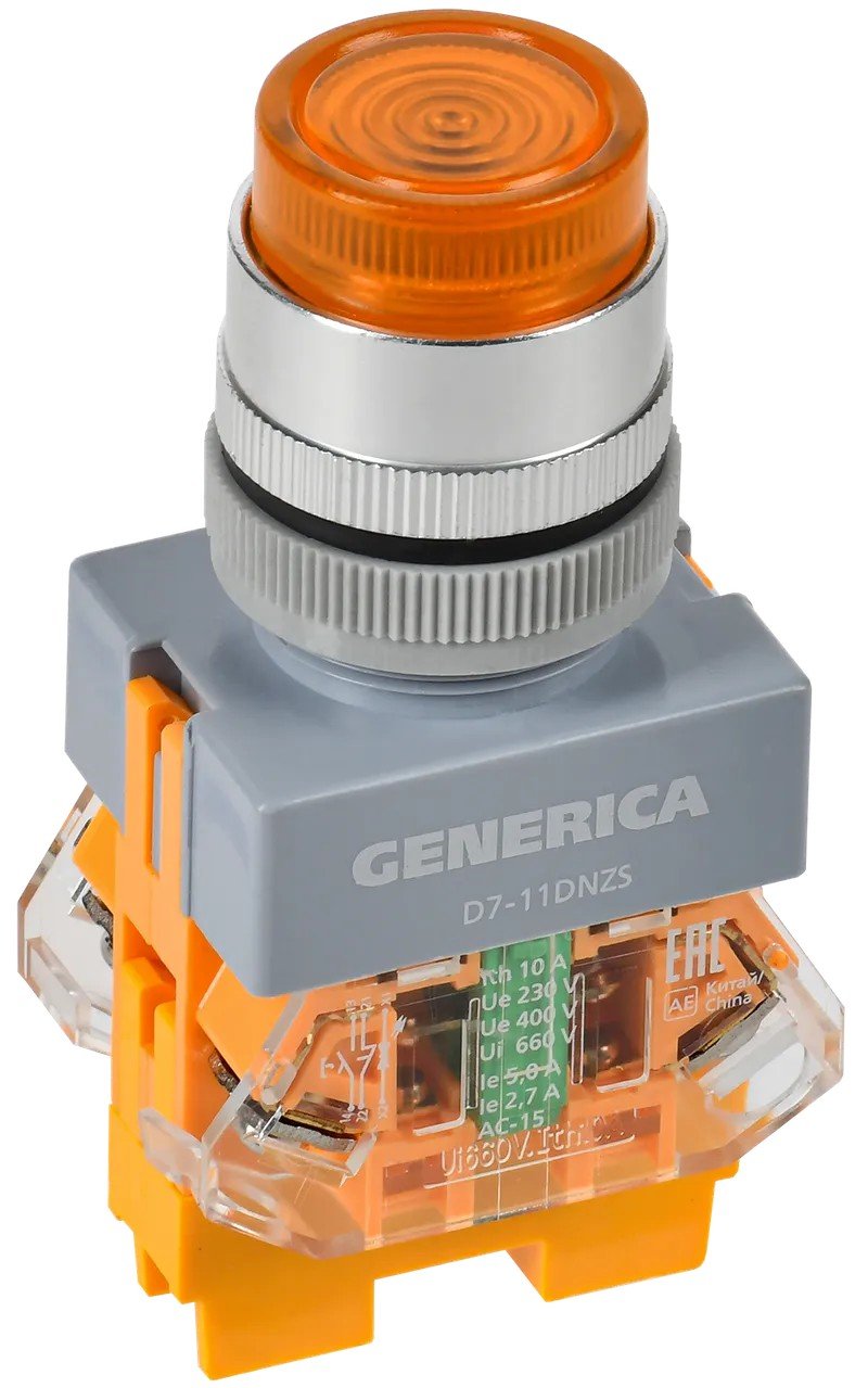 Кнопка D7-11DNZS d=22мм желтая GENERICA (BBT50-11DNZS-3-11-K05-G)