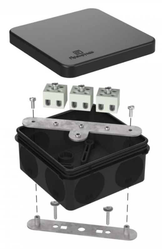 Коробка огнестойкая для о/п двухкомпонентная Е15-Е120 RAL9005 80х80х40 (60-0210-9005-FR2.5-6) (Промрукав)