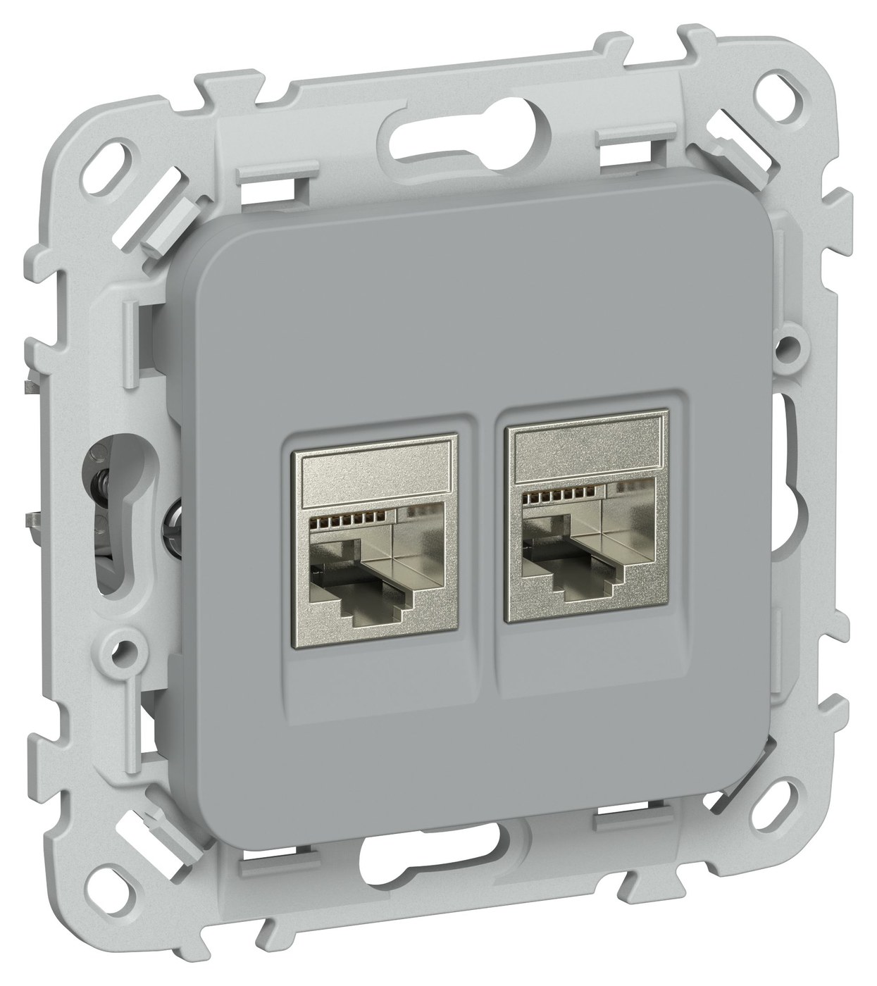 FLITE Розетка 2-местная компьютерная RJ45 кат 6 STP РК6-2-1-ФлС скрытой установки серый (FI-K21-2-K03)
