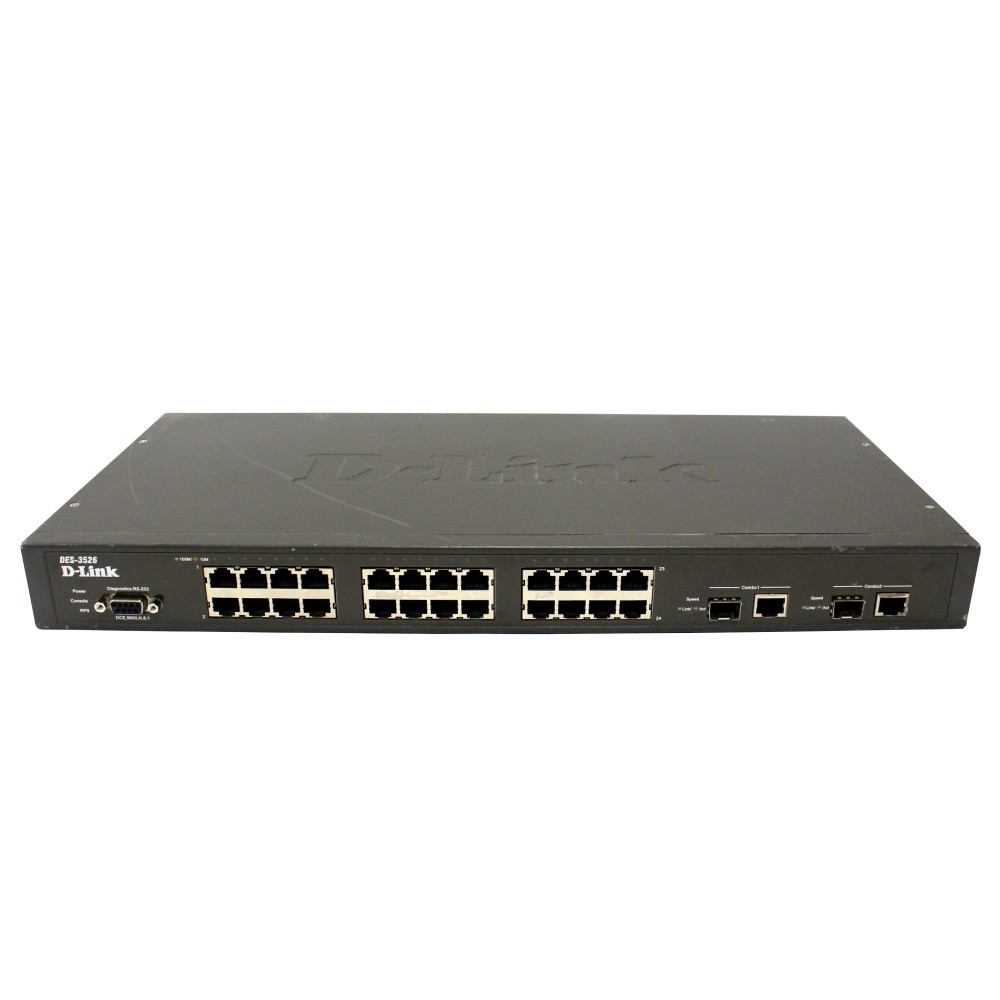 D-Link DES-3526_RFB/A22 Восстановленный в производственных условиях управляемый коммутатор 2 уровня с 24 портами 10/100Base-TX, 2 комбо-портами 1000Base-T/SFP (H/W А2).