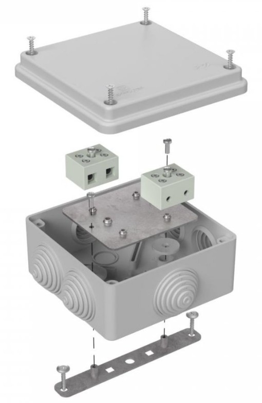 Коробка огнестойкая для о/п Е15-Е120 RAL7035 100х100х50 (40-0300-7035-FR6.0-4) (Промрукав)