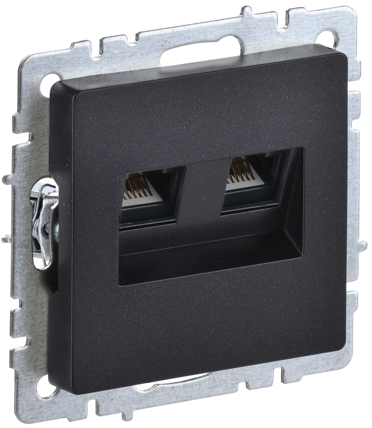 Розетка двойная RJ11+RJ45 BRITE кат.5E РК/Т12-БрЧ скрытой установки черный (BR-KT20-O-1-K02)