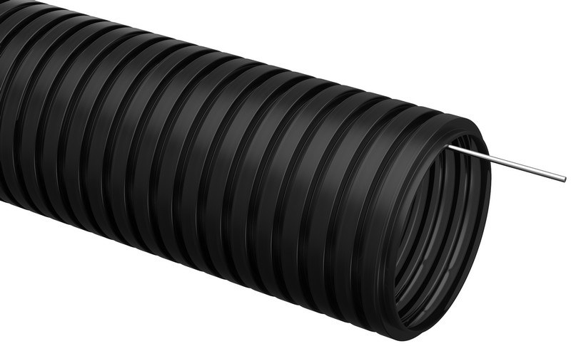 Труба ПНД лёгкая черная с протяжкой D25 ELASTA (CTG20-25-K02-050-1)