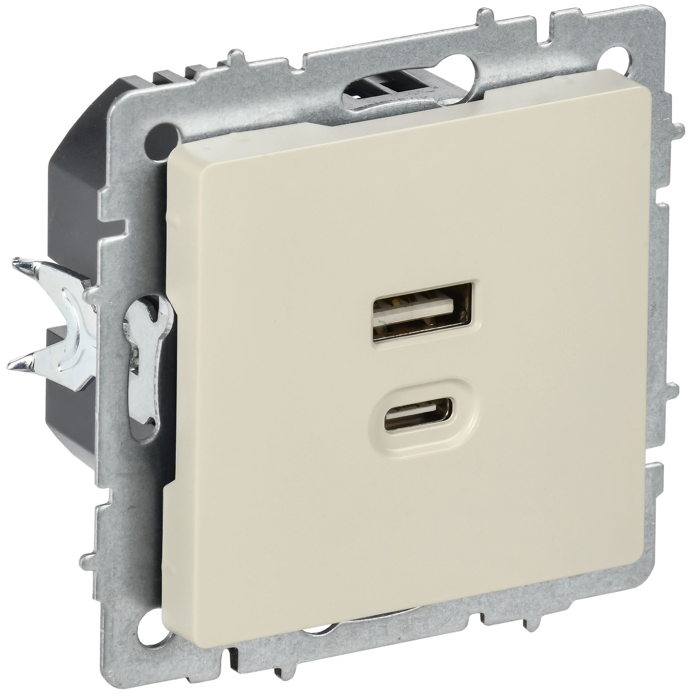Розетка USB BRITE A+C 45Вт высокоскоростная зарядка РЮ11-2-БрКр скрытой установки бежевый (BR-U22-045-K10)