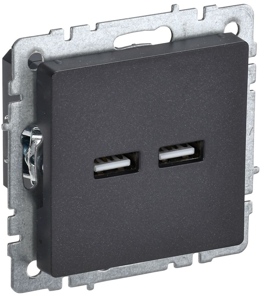 Розетка USB BRITE A+A 5В 3,1А РЮ10-1-БрЧ скрытой установки черный (BR-U21-D31-K02)