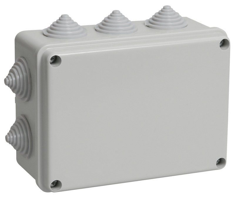Коробка распаячная КМ41241 150х110х70 открытой проводки IP44 10 гермовводов серая (UKO10-150-110-070-K41-44)