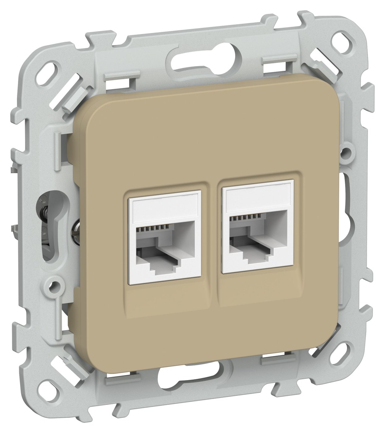 FLITE Розетка 2-местная компьютерная RJ45 кат 5Е UTP РК5е-2-0-ФлХ скрытой установки хаки (FI-K22-1-K59)
