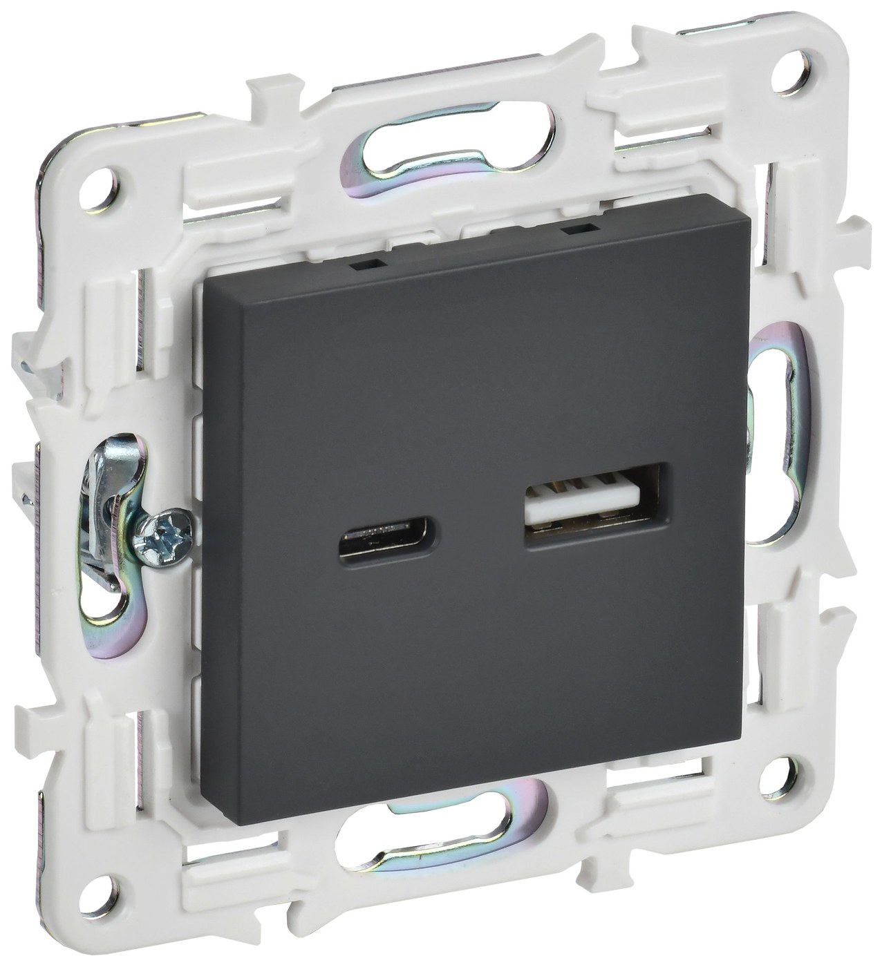 SKANDY Розетка USB A+C 18Вт SK-R13G скрытой установки графит (SK-U22-018-K53)
