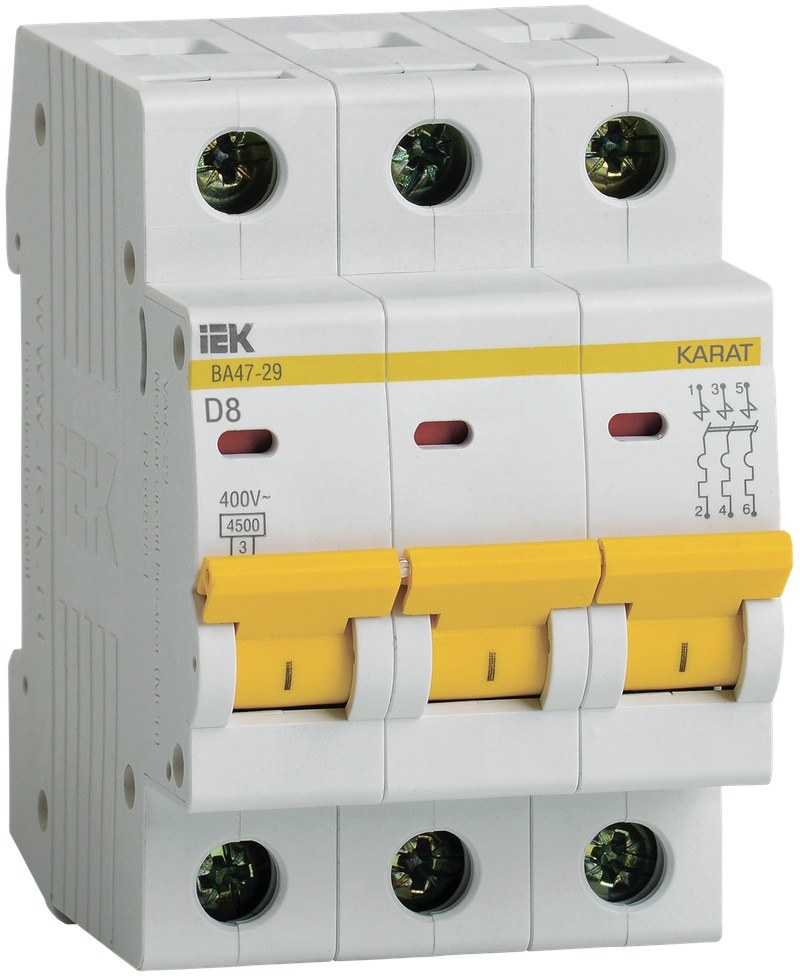 ВА47-29 3P D 8А 4,5кА KARAT (MVA20-3-008-D)
