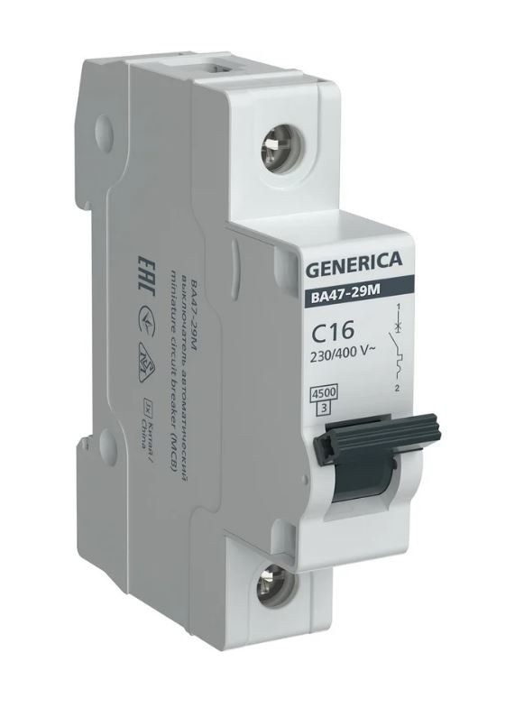 GENERICA ВА47-29М 1P C 16А 4,5кА (MVA21-1-016-C-G)