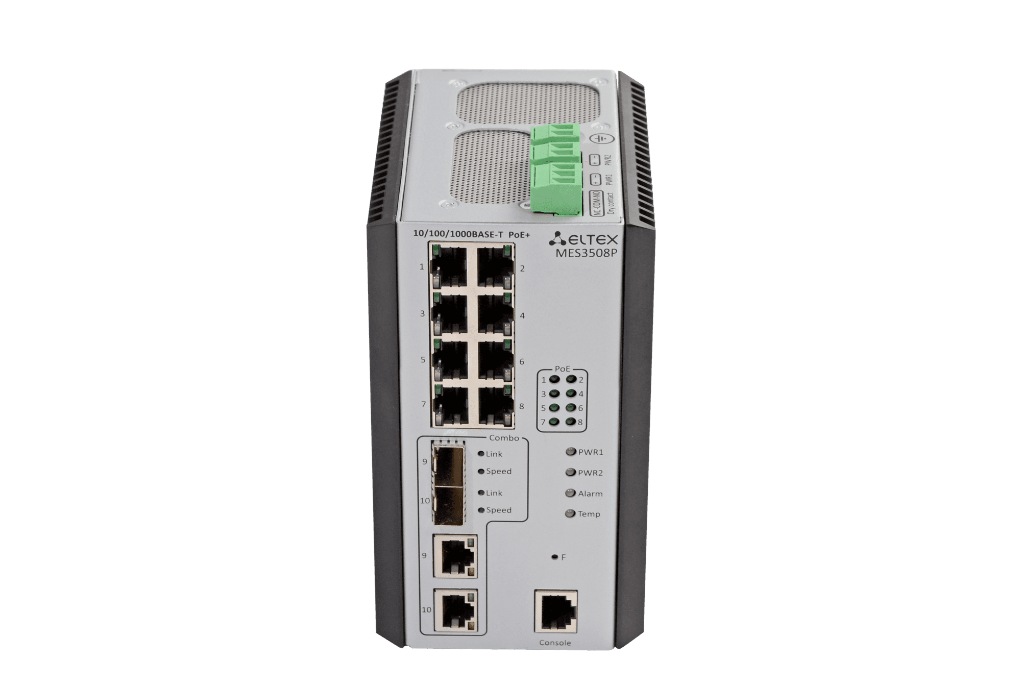 MES3508P промышленный коммутатор - L3, 8 портов 1G, 2 SFP/RJ45 combo