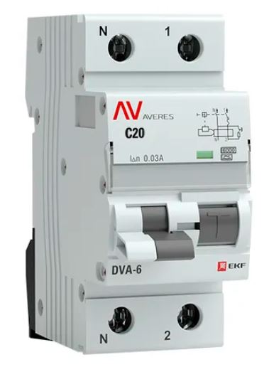 DVA-6 1P+N 20А C 30мА A 6кА AVERES (rcbo6-1pn-20C-30-a-av)