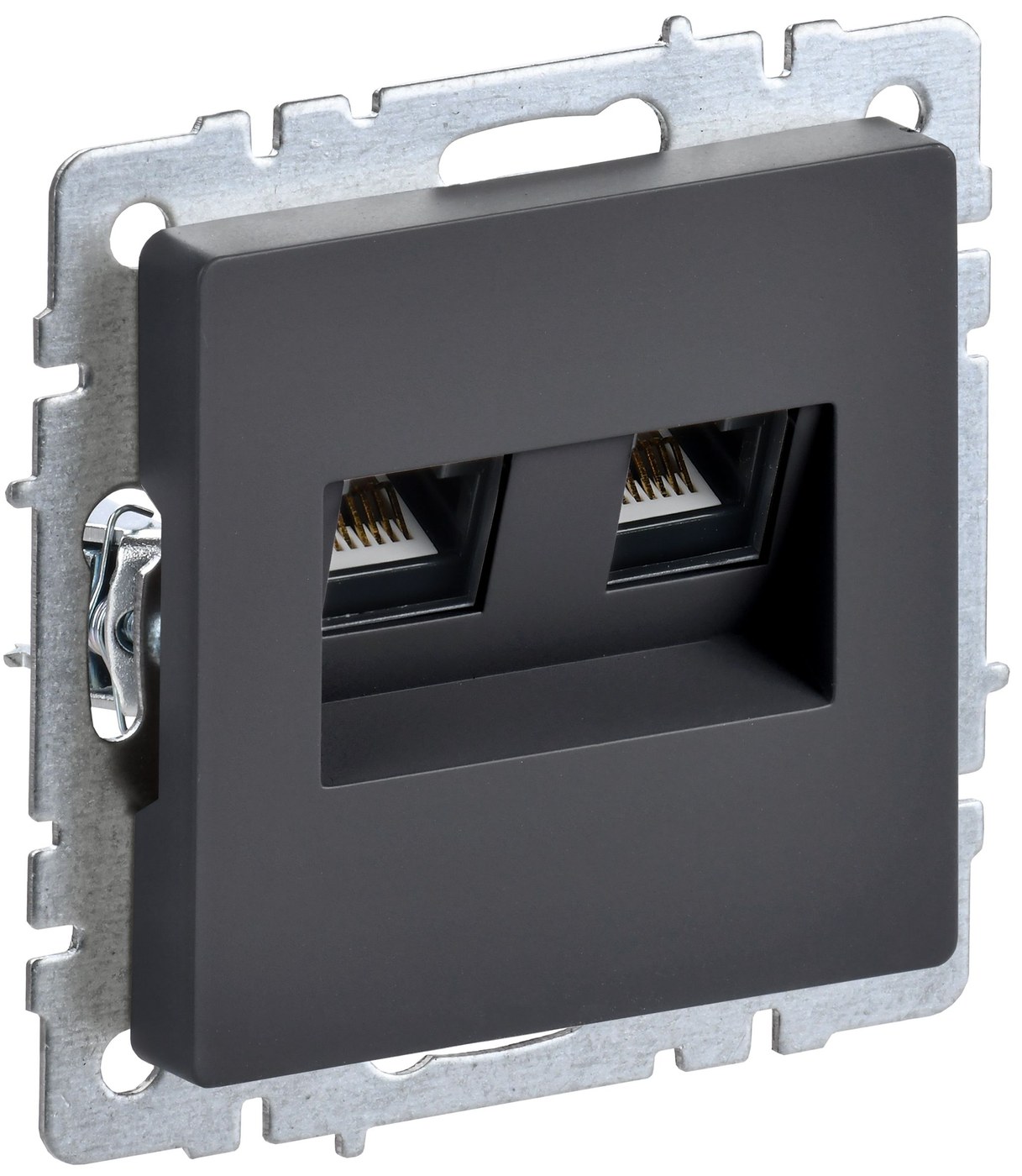 Розетка компьютерная двойная RJ45 BRITE кат.6 РК11-2-БрГ скрытой установки графит (BR-K20-2-K53)