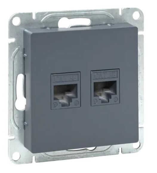 Механизм розетки RJ45 - 2 шт, (cat5), графит Эпика (UP1-SOG-2RJ45-5)