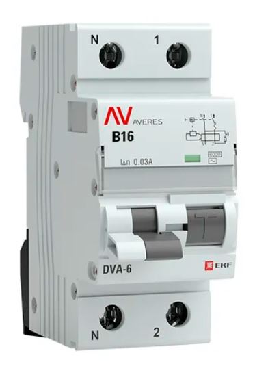 DVA-6 1P+N 16А B 30мА AC 6кА AVERES (rcbo6-1pn-16B-30-ac-av)
