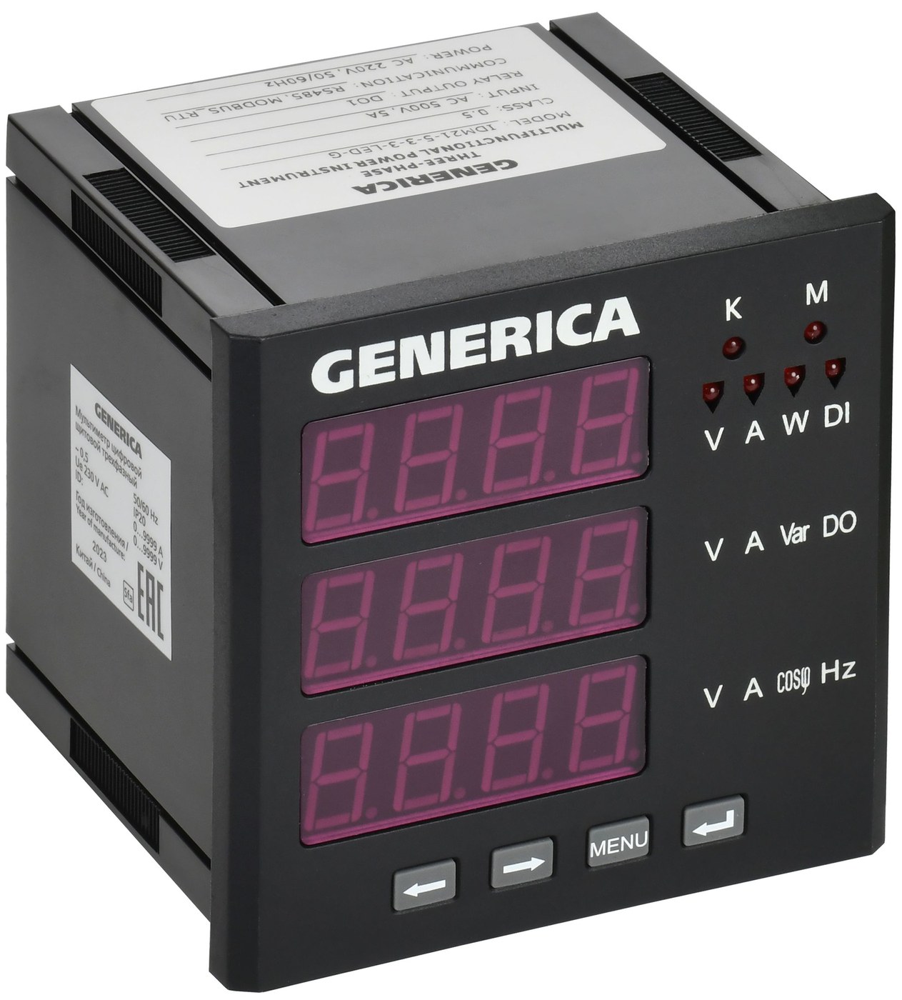 Мультиметр цифровой щитовой трехфазный DO RS-485 96х96 LED GENERICA (IDM21-5-3-3-LED-G)