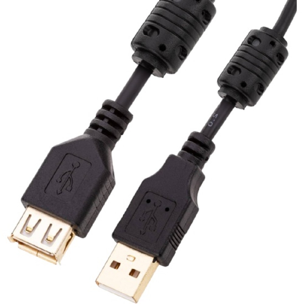 5bites UC5011-030A Проф. Кабель  USB2.0, AM/AF, зол.разъемы, ферр.кольца, 3м., черный