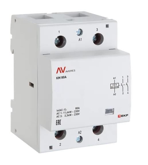 КМ 80А 2NC 230В АС (3 мод.) AVERES (km-av-3-80-02-230V)
