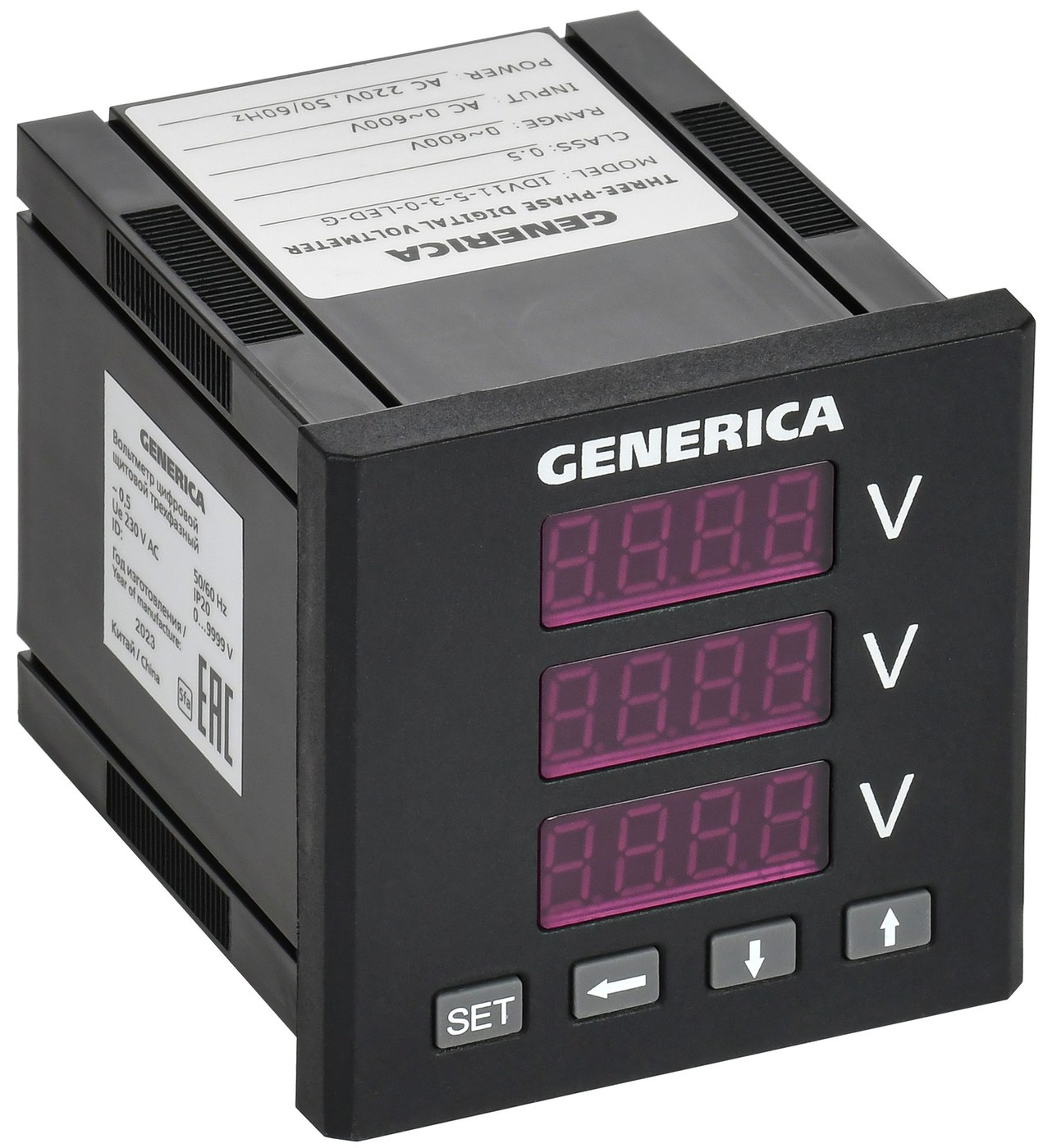 Вольтметр цифровой щитовой трехфазный 72х72 LED GENERICA (IDV11-5-3-0-LED-G)