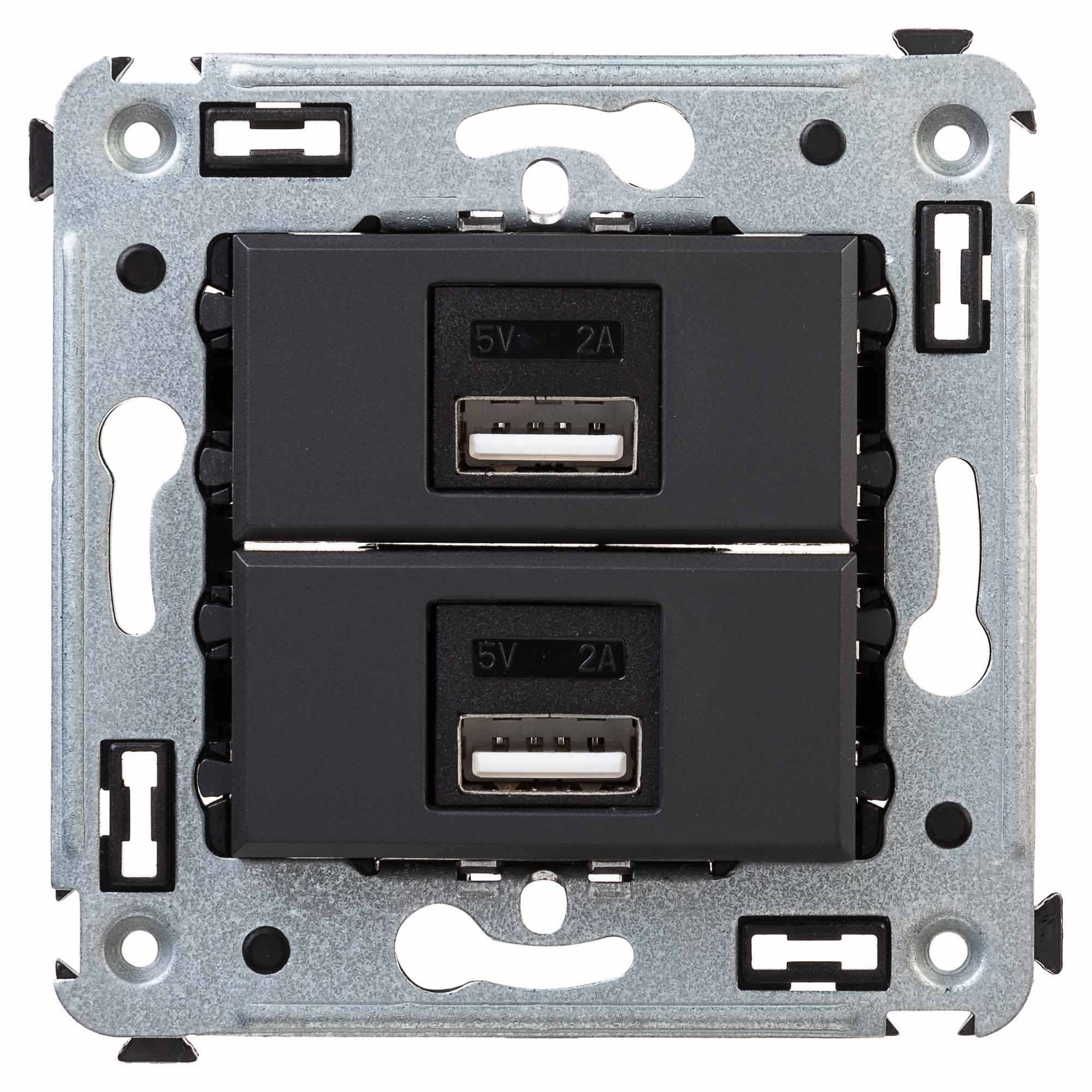 Зарядное устройство USB в стену 2.1 А, черный матовый, Avanti (4412543)