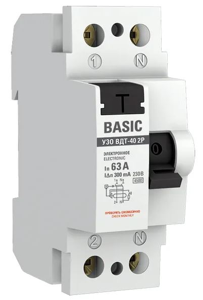 УЗО ВДТ-40 2P 63А/300мА Basic (elcb-2-63-300e-sim)