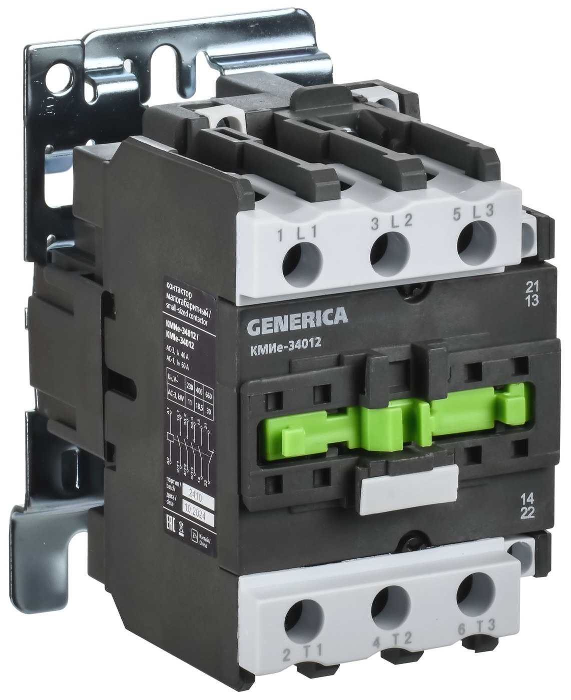 Контактор КМИе-34012 40А 400В/АС3 1NO;1NC GENERICA (KKME31-040-400-11)
