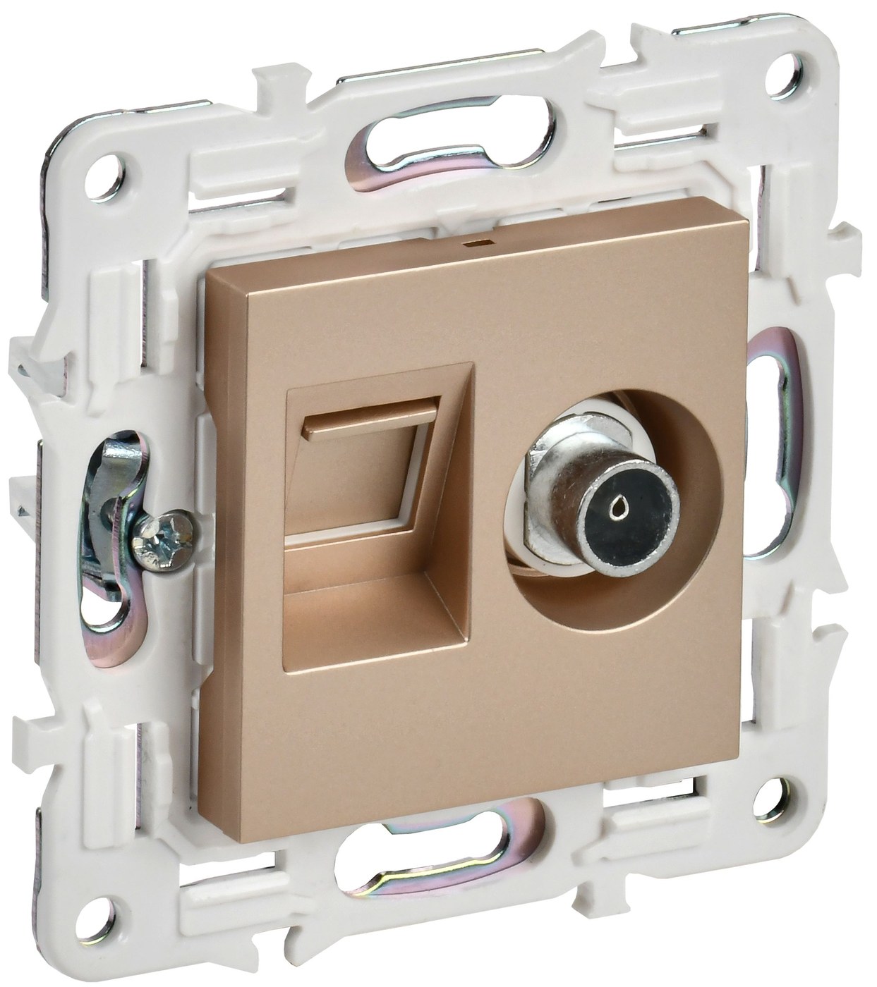 SKANDY Розетка двойная TV+RJ45 кат.6 SK-A15Sa скрытой установки песочный (SK-AK20-2-K98)