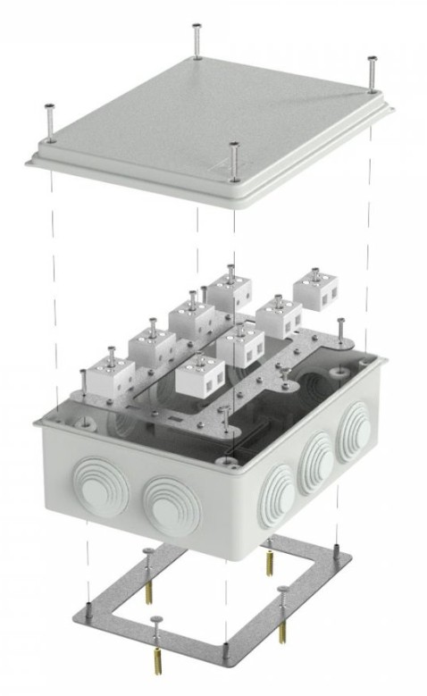 Коробка огнестойкая для о/п Е15-Е120 RAL7035 200х150х75 (40-0320-7035-FR10.0-16) (Промрукав)