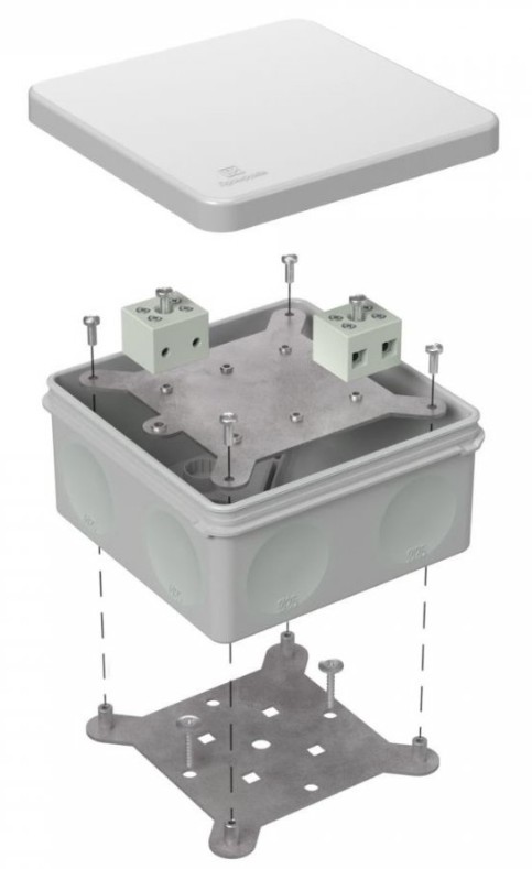 Коробка огнестойкая для о/п двухкомпонентная Е15-Е120 RAL7035 100х100х50 (60-0300-7035-FR6.0-4) (Промрукав)