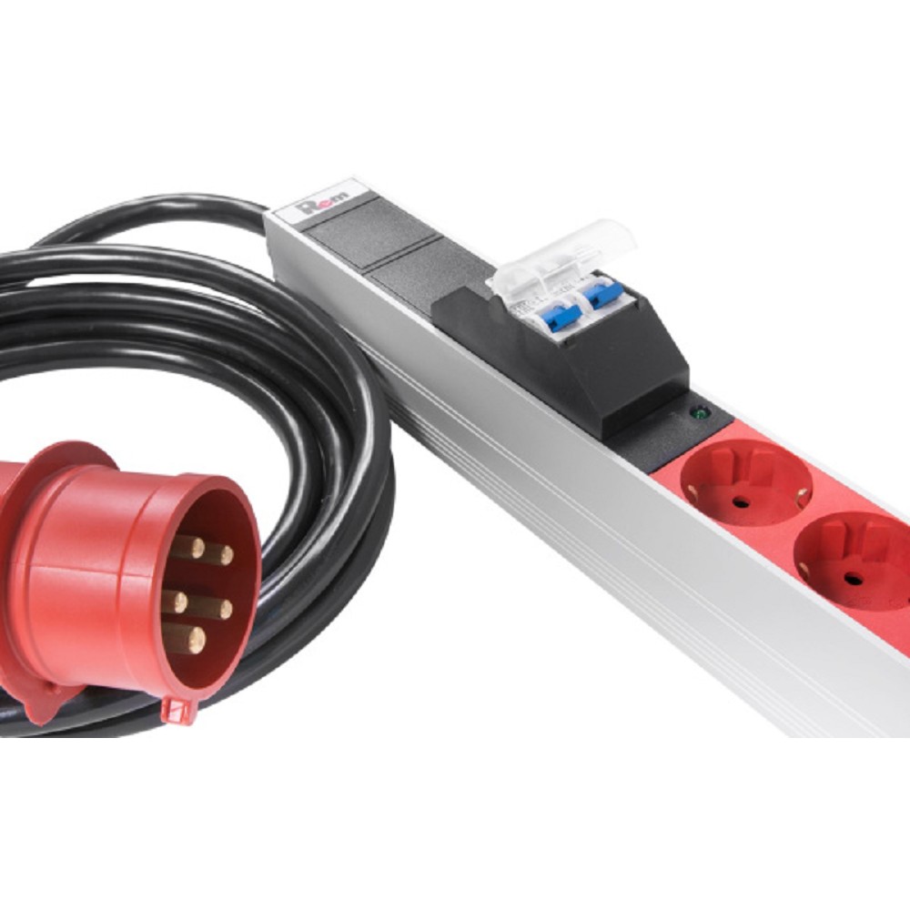 REM Верт блок розеток Rem-2MC,LINUX,мониторинг,измерение,3~16A,30S,2100мм,вх IEC309,шнур 3м