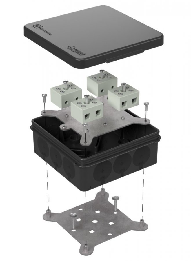 Коробка огнестойкая для о/п двухкомпонентная Е15-Е120 RAL9005 100х100х40 (60-0303-9005-FR10.0-8) (Промрукав)